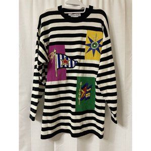 Carlisle Sport Womens Striped Sweater Nautical Embroidered M